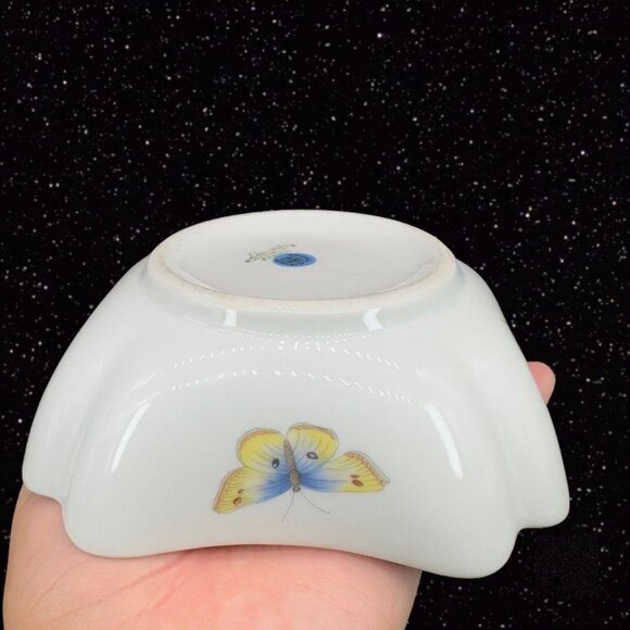 LIMOGES CASTEL PORCELAIN BUTTERFLIES AND LILY OF THE VALLEY CANDY DISH BOWL - Picture 2 of 11